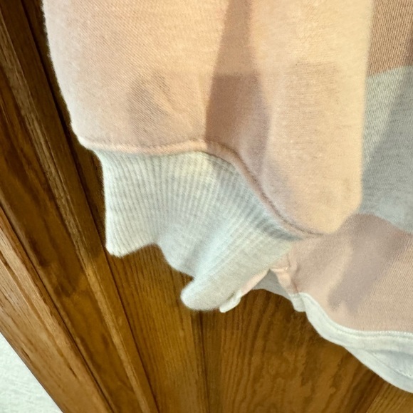 NWOT Aerie Prep Rally Rugby Sweatshirt, Heather Tan & Pink - Picture 6 of 6